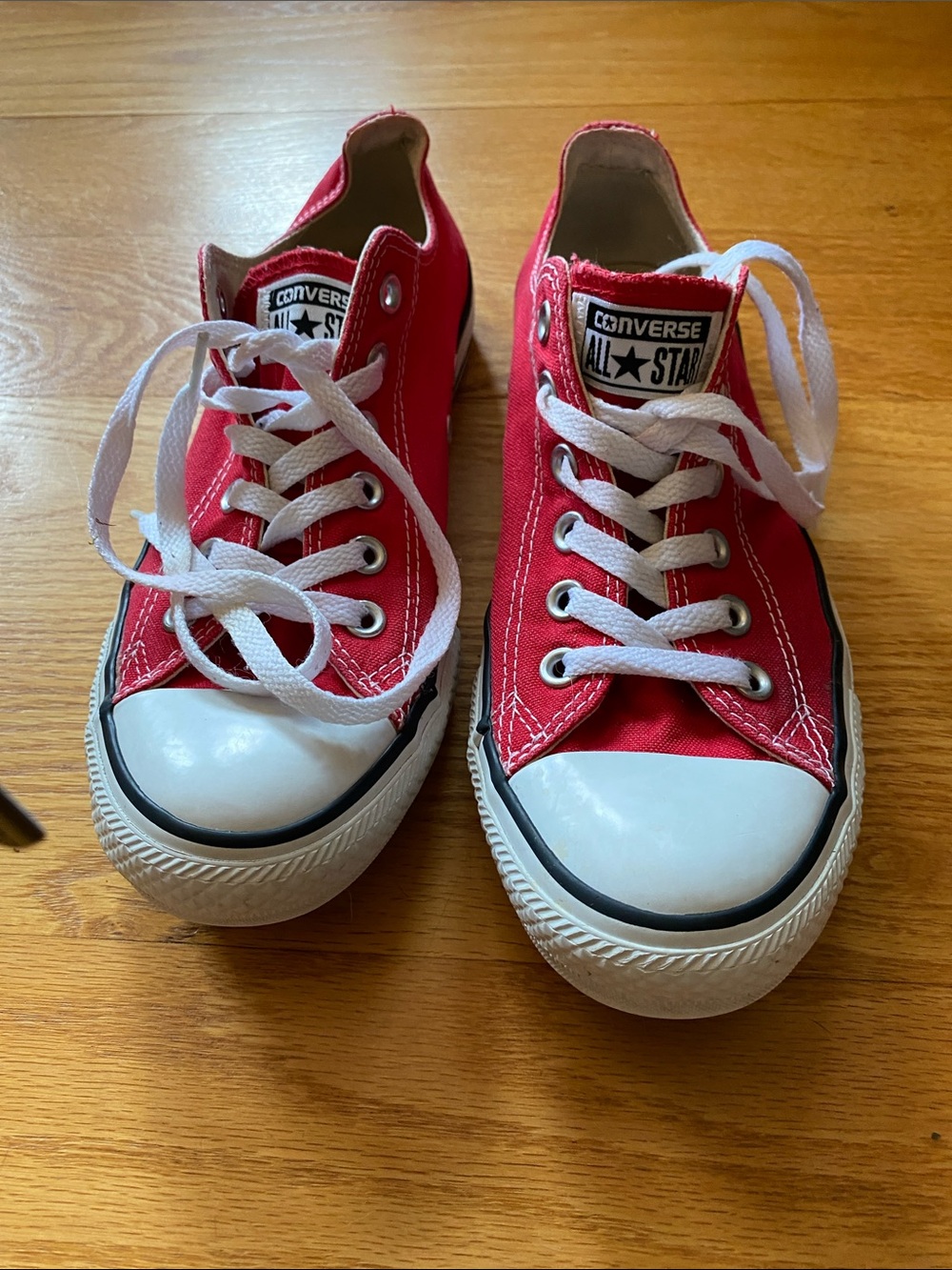 Converse Red Low-Top Canvas Sneakers with White Accents
